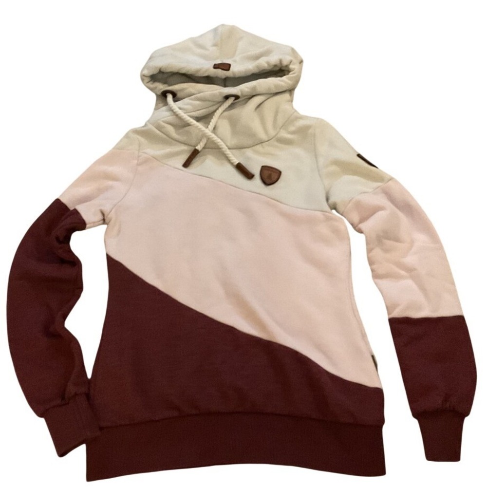 Wanakome Artemis Colorblock Hoodie Cream Pink Burgundy Womens Size Medium